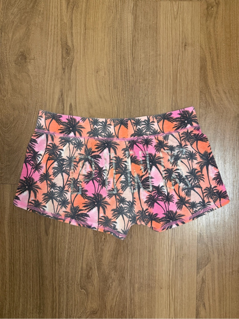 PINK Victoria's Secret Pink & Orange Palm-Print Athletic Loungewear Shorts